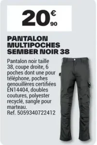 Pantalon Multipoches Sember Noir 38
