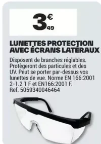 Lunettes Protection Avec Écrans Latéraux