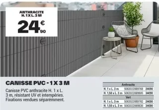 Canisse PVC anthracite H.1 x L.3 m