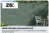 Brise-vue vert 1,5x10 m 200 g/m²