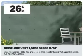 Brise-vue vert 1,5x10 m 200 g/m²
