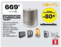 Motorisation à crémaillère Somfy SLG7