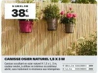 Canisse osier naturel 1,5 x 3 m