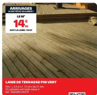 Lame de terrasse pin vert