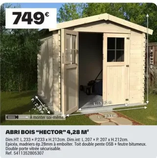 Abri bois "HECTOR" 4,28 M²