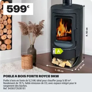 Poêle à bois fonte Royce 9kW