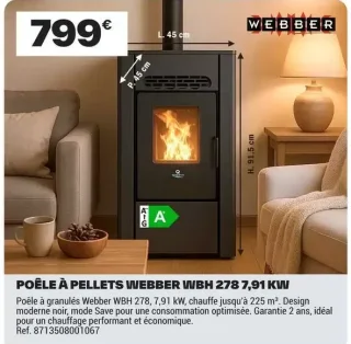Poêle à pellets Webber WBH 278 7,91 kW
