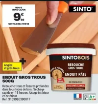Enduit Gros Trous 500G Sinto