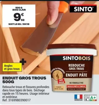 Enduit Gros Trous 500G Sinto