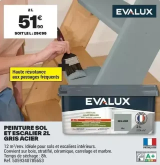 Peinture sol et escalier Evalux Gris Acier 2L