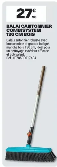 Balai cantonnier Combisystem 130 cm bois