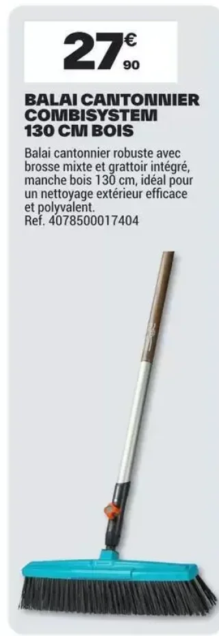 Balai cantonnier Combisystem 130 cm bois