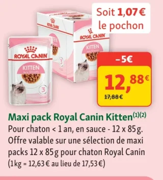 Maxi pack Royal Canin Kitten Pour chaton < 1 an, en sauce - 12 x 85g
