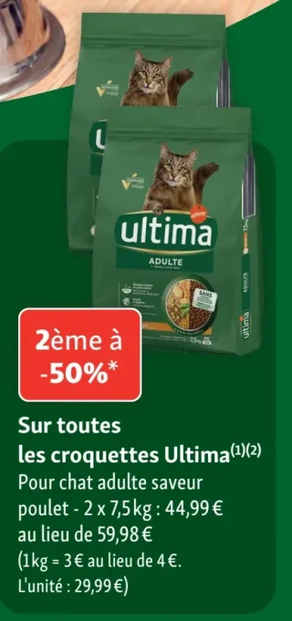 Croquettes Ultima Pour chat adulte saveur poulet