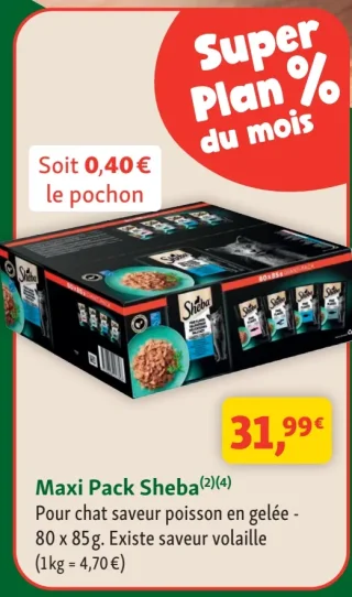 Maxi Pack Sheba Pour chat saveur poisson en gelée