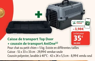 Caisse de transport Top Door + coussin de transport AniOne