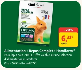 Alimentation « Repas Complet » Hamiform Pour lapin nain