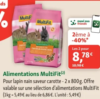 Alimentations MultiFit Pour lapin nain