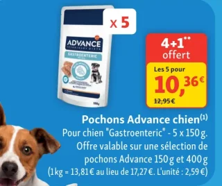 Pochons Advance chien Gastroenteric - 5 x 150 g