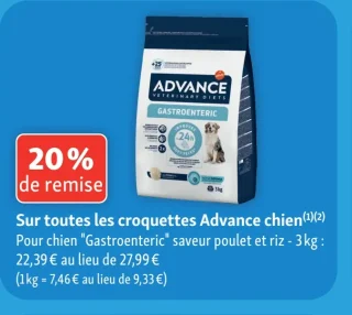 Croquettes Advance chien Gastroenteric saveur poulet et riz - 3 kg