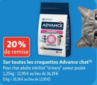 Croquettes Advance chat adulte stérilisé Urinary saveur poulet - 1,25 kg