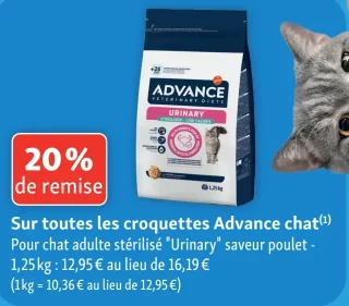 Croquettes Advance chat adulte stérilisé Urinary saveur poulet - 1,25 kg
