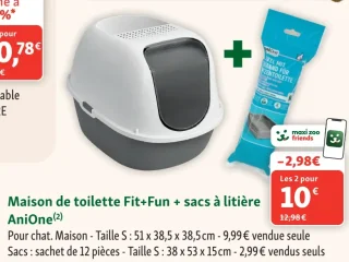 Maison de toilette Fit+Fun + sacs à litière AniOne