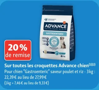 Croquettes pour chien Gastroenteric saveur poulet et riz Advance
