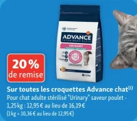 Croquettes pour chat adulte stérilisé Urinary saveur poulet Advance