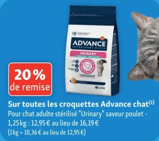 Croquettes pour chat adulte stérilisé Urinary saveur poulet Advance
