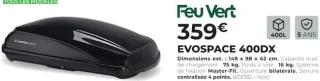 Feu Vert EVOSPACE 400DX Coffre de toit