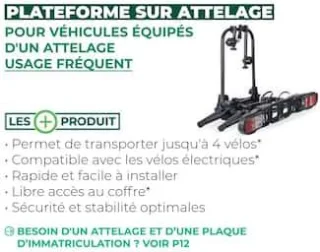 Porte-vélo plateforme sur attelage