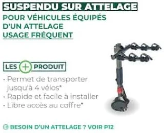 Porte-vélo suspendu sur attelage