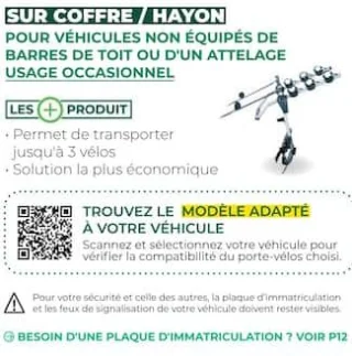 Porte-vélo sur coffre / hayon