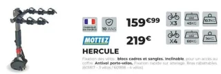 Porte-vélos suspendu sur attelage Mottez HERCULE