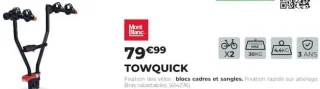 Porte-vélos suspendu sur attelage Mont Blanc TOWQUICK