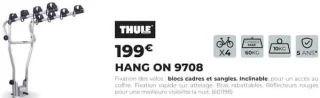 Porte-vélos suspendu sur attelage Thule HANG ON 9708
