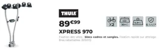 Porte-vélos suspendu sur attelage Thule XPRESS 970