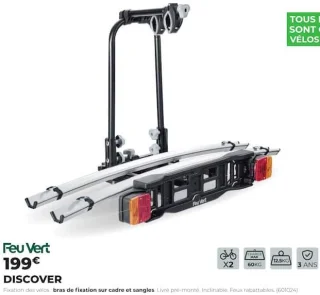 Porte-vélos plateforme sur attelage Feu Vert Discover