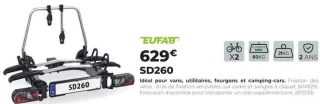 Porte-vélos d'attelage EUFAB SD260
