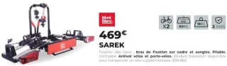 Porte-vélos d'attelage Mont Blanc SAREK
