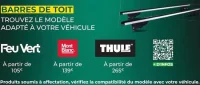 Barres de toit Feu Vert, Mont Blanc ou Thule