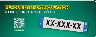 Plaque d'immatriculation à fixer sur le porte-vélos