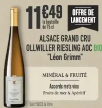 Alsace Grand Cru Ollwiller Riesling AOC Bio Léon Grimm