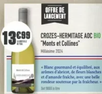 Crozes-Hermitage AOC BIO Monts et Collines Blanc