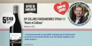 IGP Collines Rhodaniennes Syrah BIO "Monts et Collines"
