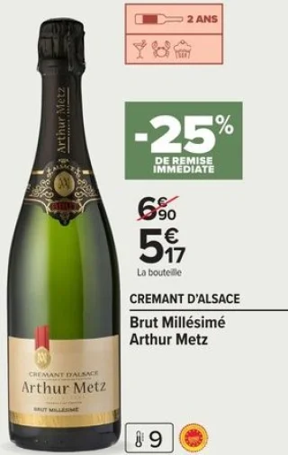 CREMANT D'ALSACE Brut Millésimé Arthur Metz