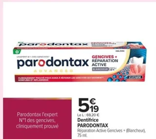 Dentifrice PARODONTAX Réparation Active Gencives + (Blancheur)