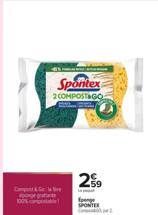 Éponge SPONTEX Compost&GO, par 2