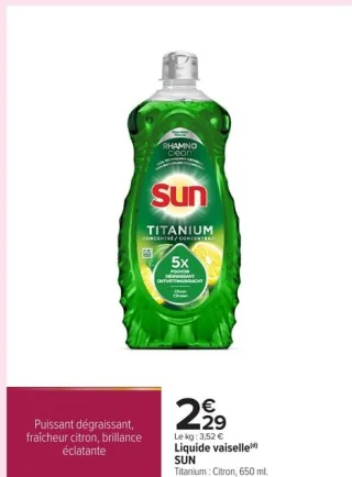 Liquide vaisselle SUN Titanium : Citron, 650 ml